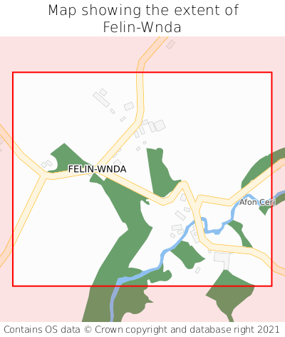 Map showing extent of Felin-Wnda as bounding box