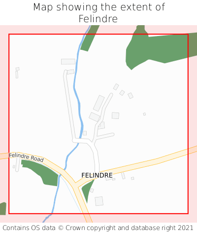 Map showing extent of Felindre as bounding box