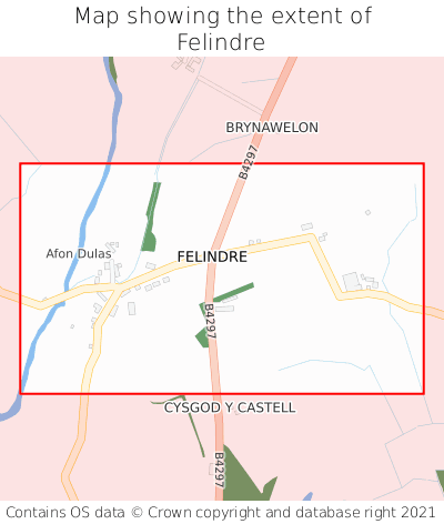 Map showing extent of Felindre as bounding box