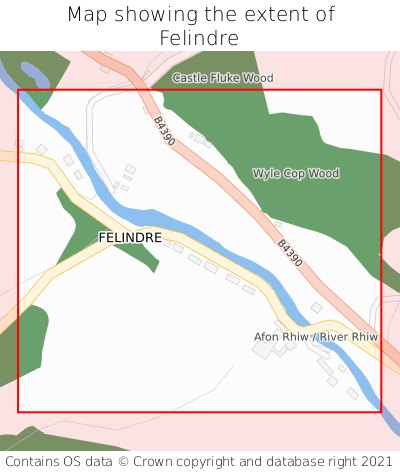 Map showing extent of Felindre as bounding box