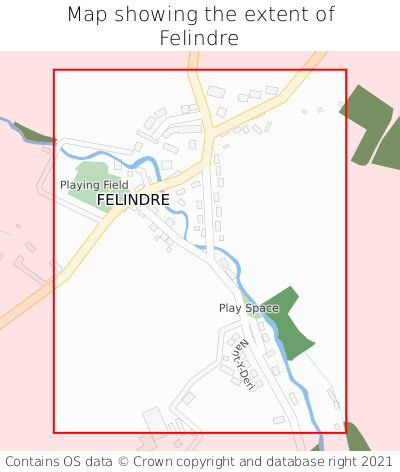 Map showing extent of Felindre as bounding box