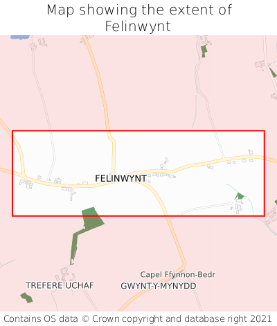 Map showing extent of Felinwynt as bounding box