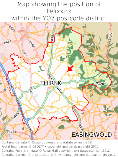 Map showing location of Felixkirk within YO7
