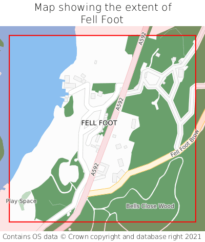 Map showing extent of Fell Foot as bounding box