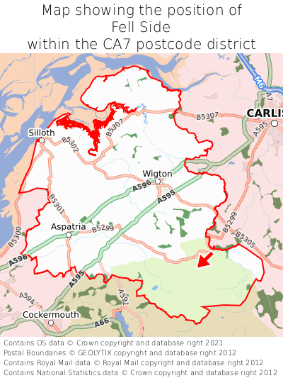 Map showing location of Fell Side within CA7