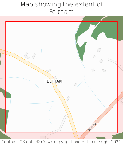 Map showing extent of Feltham as bounding box