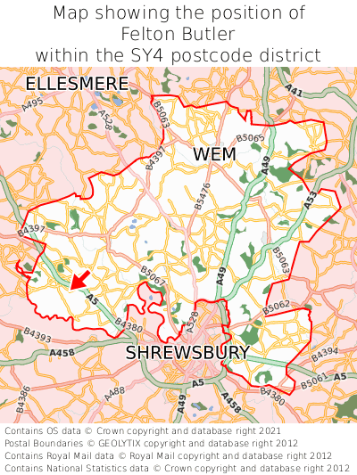 Map showing location of Felton Butler within SY4