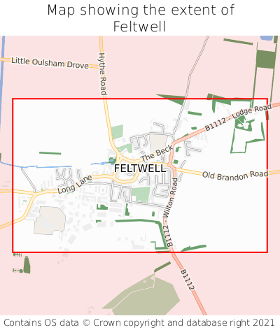 Map showing extent of Feltwell as bounding box