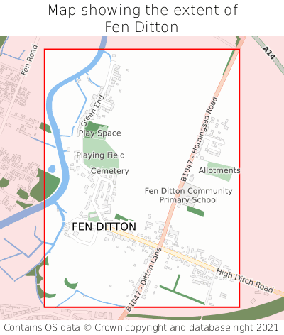 Map showing extent of Fen Ditton as bounding box