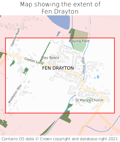 Map showing extent of Fen Drayton as bounding box