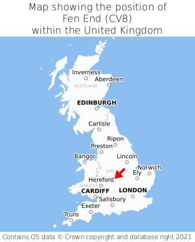 Map showing location of Fen End within the UK