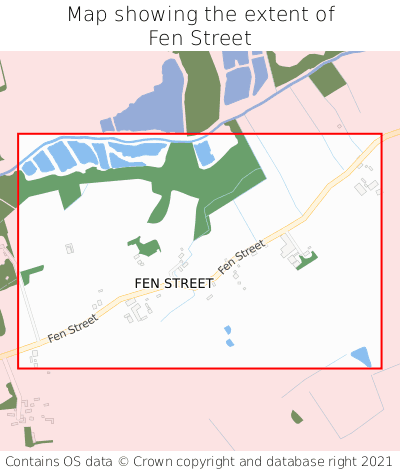 Map showing extent of Fen Street as bounding box