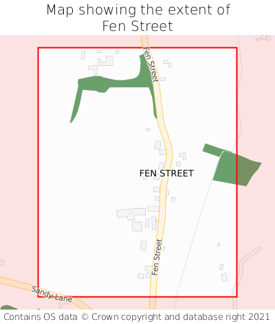 Map showing extent of Fen Street as bounding box