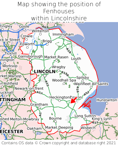 Map showing location of Fenhouses within Lincolnshire