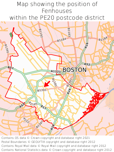 Map showing location of Fenhouses within PE20