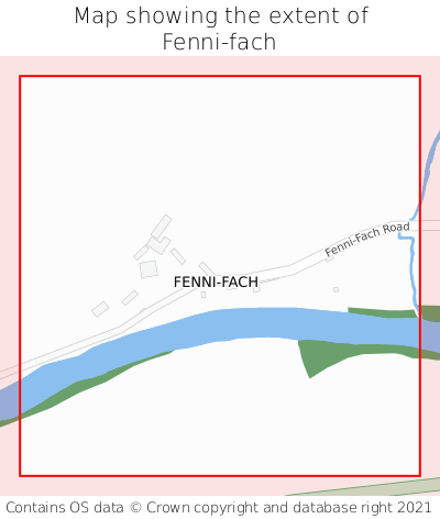 Map showing extent of Fenni-fach as bounding box