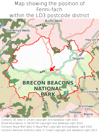 Map showing location of Fenni-fach within LD3