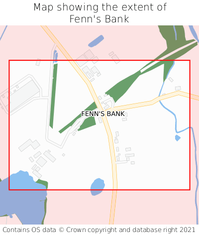Map showing extent of Fenn's Bank as bounding box