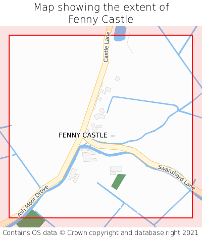 Map showing extent of Fenny Castle as bounding box