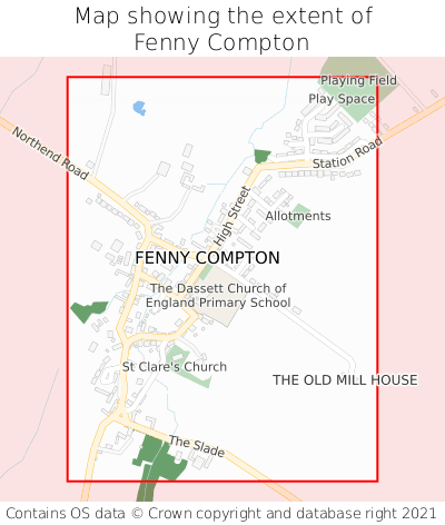 Map showing extent of Fenny Compton as bounding box