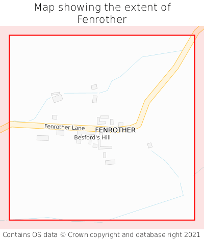 Map showing extent of Fenrother as bounding box