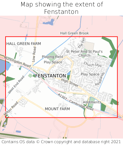 Map showing extent of Fenstanton as bounding box