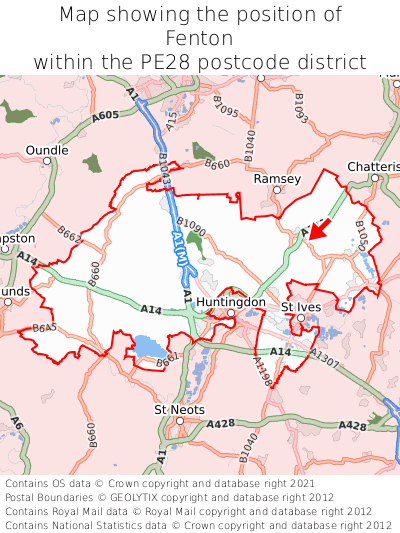 Map showing location of Fenton within PE28