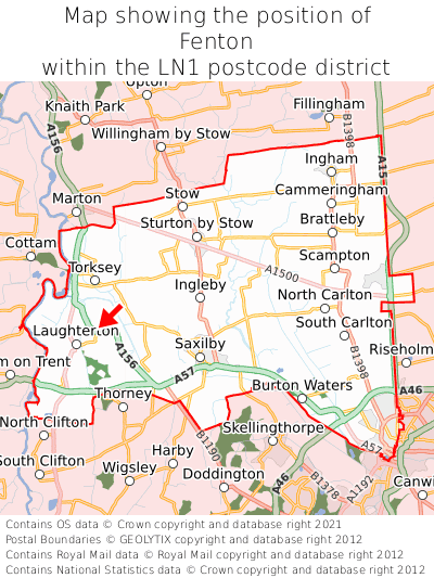 Map showing location of Fenton within LN1