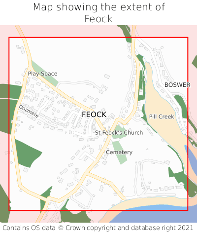 Map showing extent of Feock as bounding box