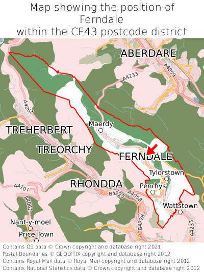 Map showing location of Ferndale within CF43