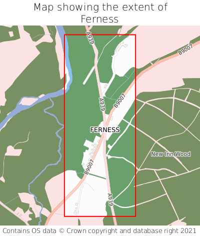 Map showing extent of Ferness as bounding box