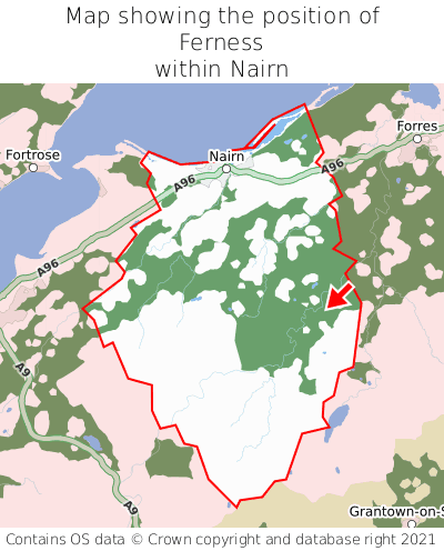 Map showing location of Ferness within Nairn