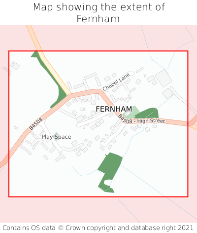 Map showing extent of Fernham as bounding box