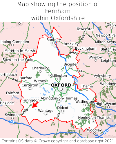 Map showing location of Fernham within Oxfordshire