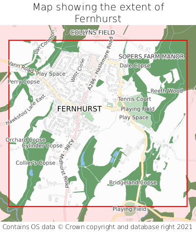 Map showing extent of Fernhurst as bounding box