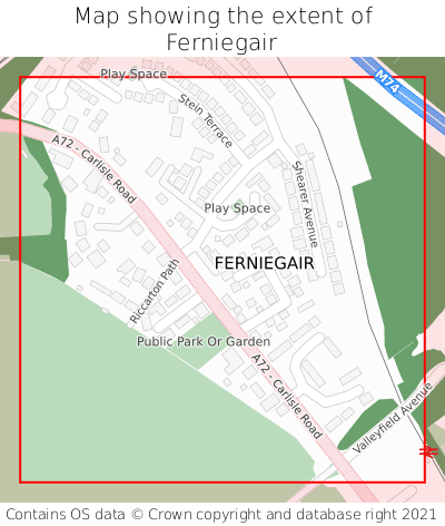 Map showing extent of Ferniegair as bounding box
