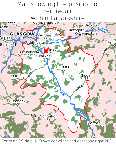 Map showing location of Ferniegair within Lanarkshire