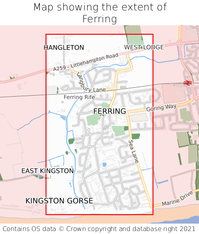 Map showing extent of Ferring as bounding box