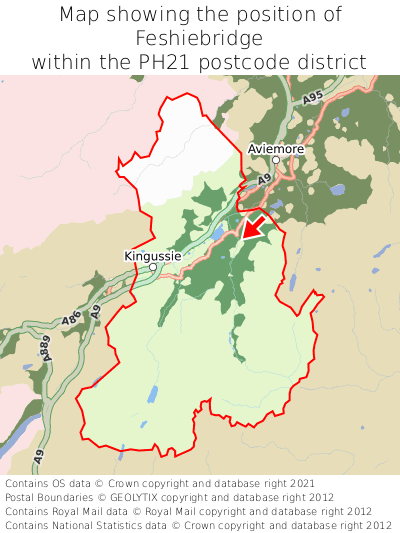 Map showing location of Feshiebridge within PH21