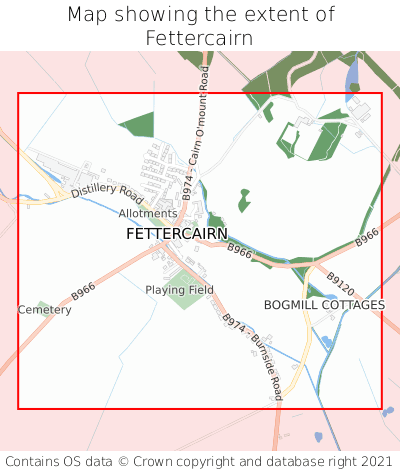 Map showing extent of Fettercairn as bounding box
