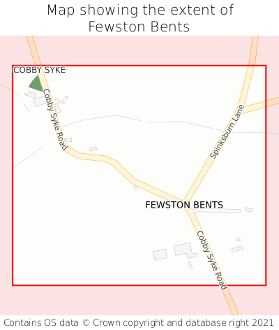 Map showing extent of Fewston Bents as bounding box