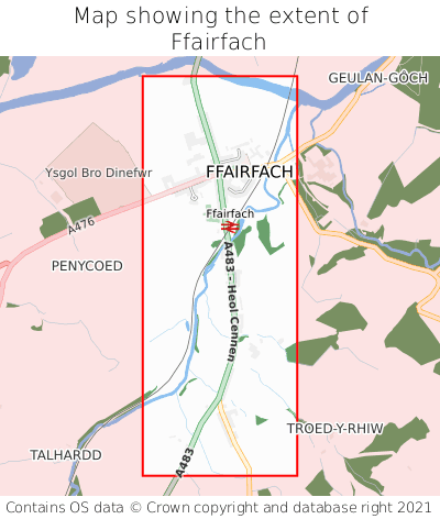 Map showing extent of Ffairfach as bounding box