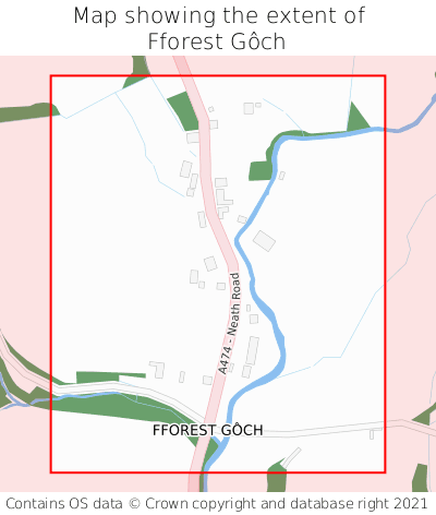 Map showing extent of Fforest Gôch as bounding box