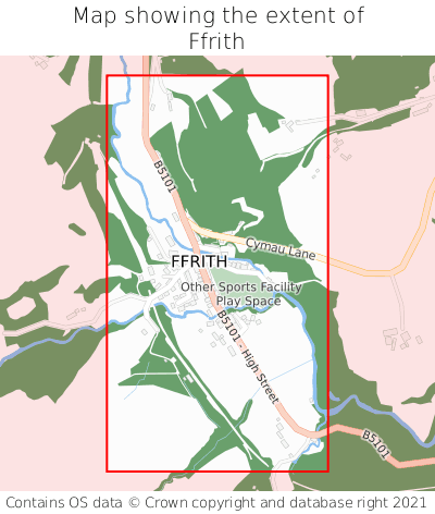 Map showing extent of Ffrith as bounding box