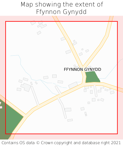 Map showing extent of Ffynnon Gynydd as bounding box