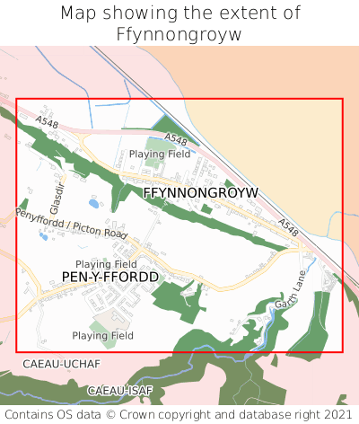 Map showing extent of Ffynnongroyw as bounding box