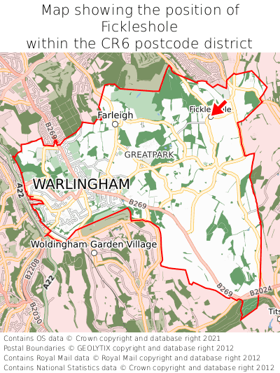 Map showing location of Fickleshole within CR6