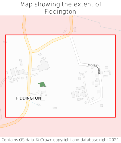 Map showing extent of Fiddington as bounding box