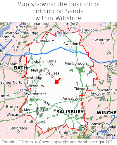 Map showing location of Fiddington Sands within Wiltshire