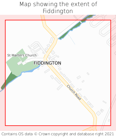 Map showing extent of Fiddington as bounding box